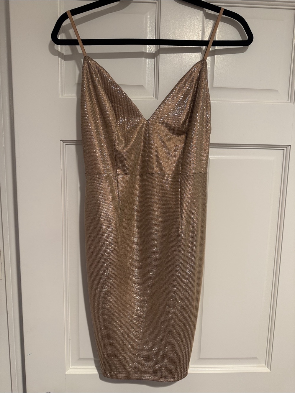 Metallic Gold V-Neck Mini Slip Dress